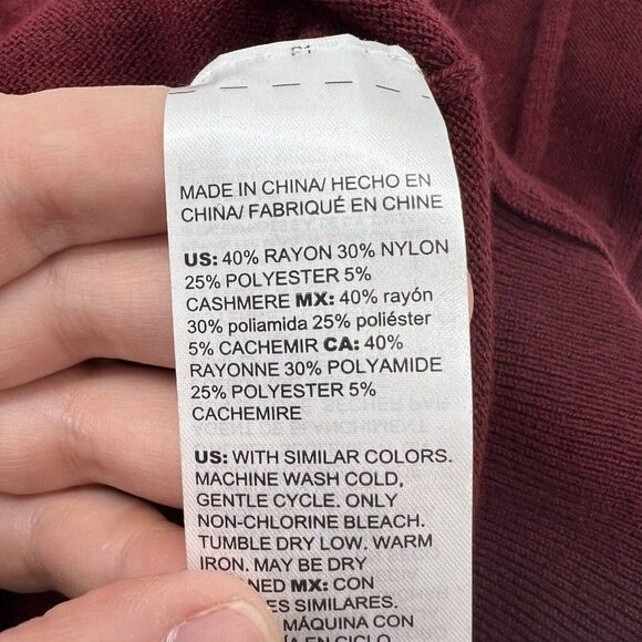 Chicos Pullover Sweater Pleat Long Sleeve Cranberry NWT XL cashmere blend - Picture 4 of 4